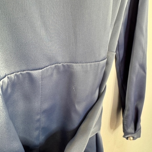 Hui Ban Fu Shi Long Sleeve V-Neck Blue Formal Dress - Picture 9 of 9